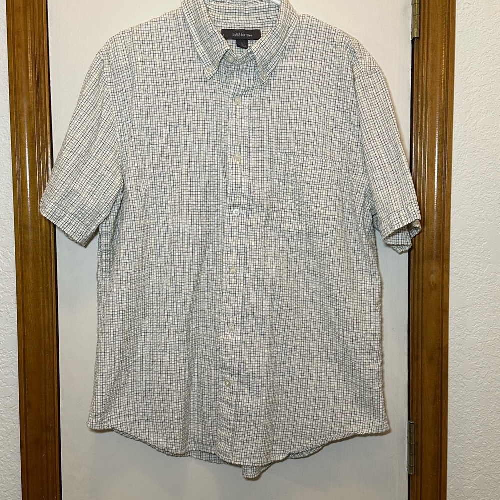 Croft & Barrow Men's Checkered Short Sleeve Shirt - Gray and White